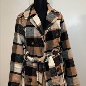 Plaid Double-Breasted Women's Coat